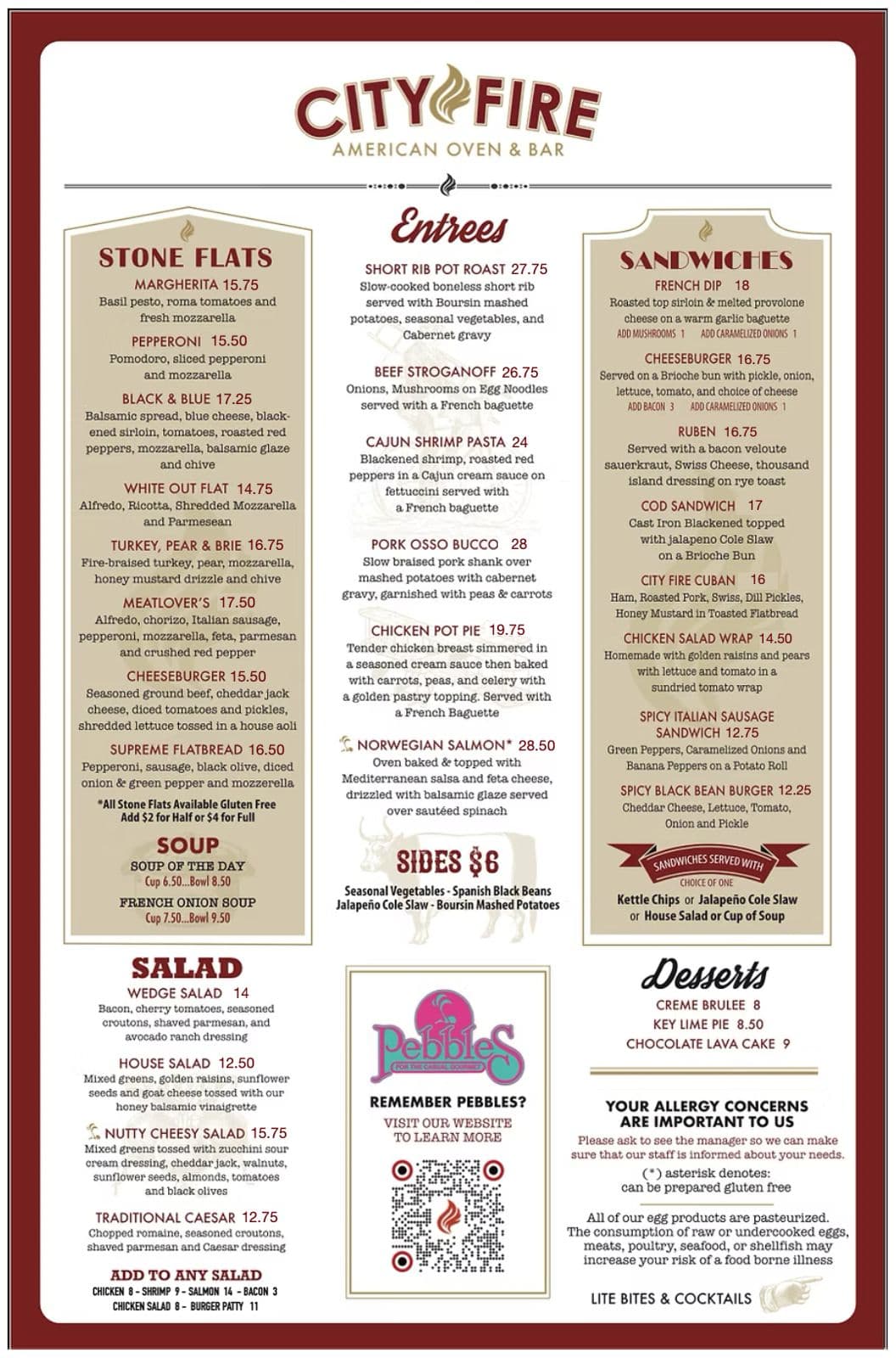 City Fire Food Menu